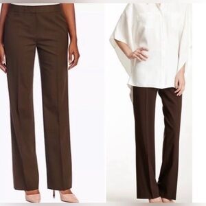 Lafayette 148 Size 10 96% Wool Menswear Straight Leg Pants - Chocolate Brown